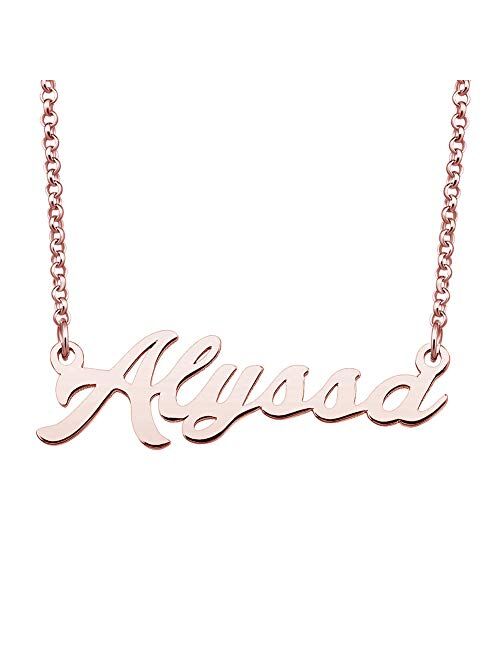 LoEnMe Jewelry Rose Gold Name Necklace Personalized Custom Made Gift for Women Girls Couple