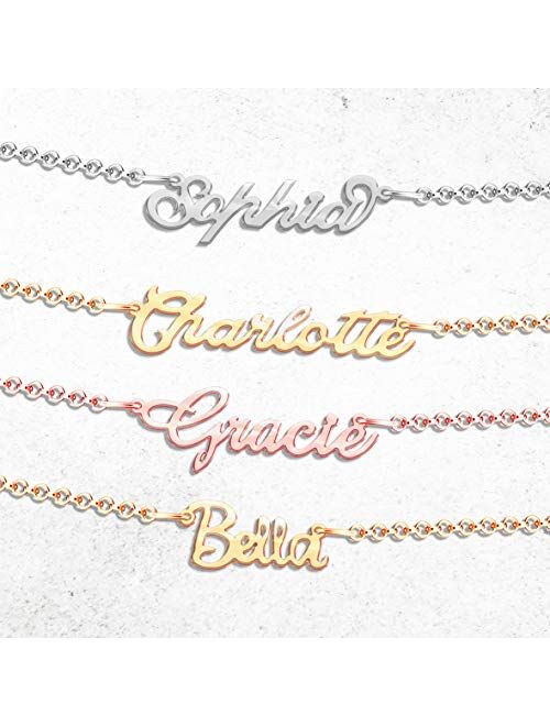 LoEnMe Jewelry Rose Gold Name Necklace Personalized Custom Made Gift for Women Girls Couple