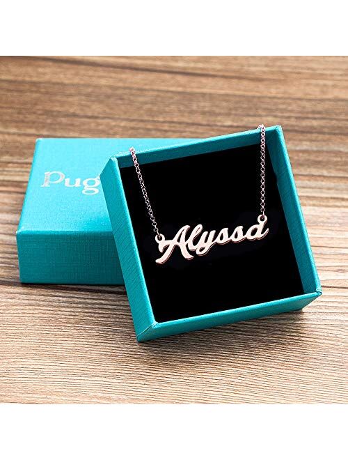 LoEnMe Jewelry Rose Gold Name Necklace Personalized Custom Made Gift for Women Girls Couple