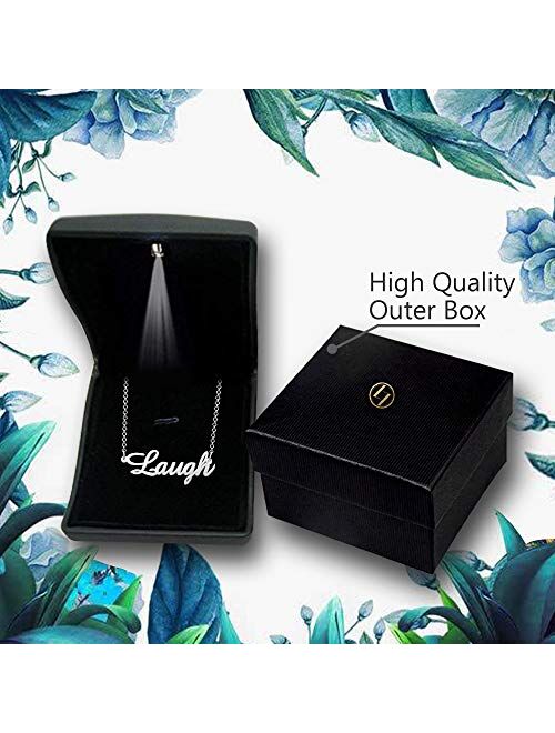 LoEnMe Jewelry Rose Gold Name Necklace Personalized Custom Made Gift for Women Girls Couple