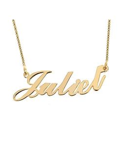 Personalized Name Necklace Pendant Custom Made Necklace with Name 18K Gold Birthstone Box Chain Gifts for Women