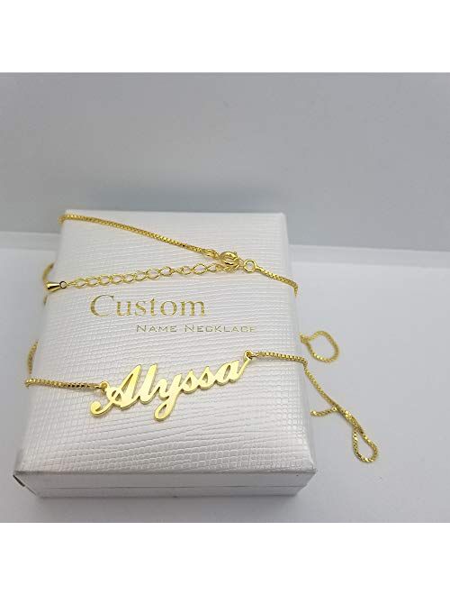 Personalized Name Necklace Pendant Custom Made Necklace with Name 18K Gold Birthstone Box Chain Gifts for Women