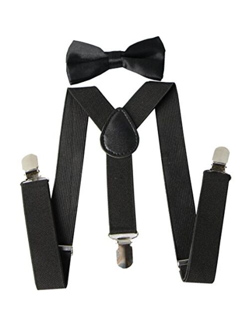Keywin Baby Kids Boys Girls Toddler Suspender & Bow Tie Set Elastic Adjustable Clip-on Suspender-Heavy Duty