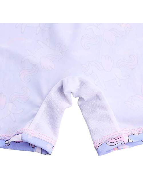 XIAOFEIGUO Baby Girls Swimsuit One Piece Long Sleeve Rash Guard Shirts Quick-Dry Bathing Suit