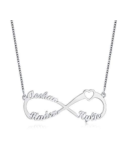 RESVIVI Eternal Infinity Sterling Silver Personalized Name Necklace Custom Made Any Name Pendant Necklace