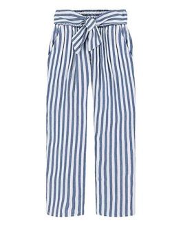 Mayoral - Linen Striped Pants for Girls - 6534, Blue