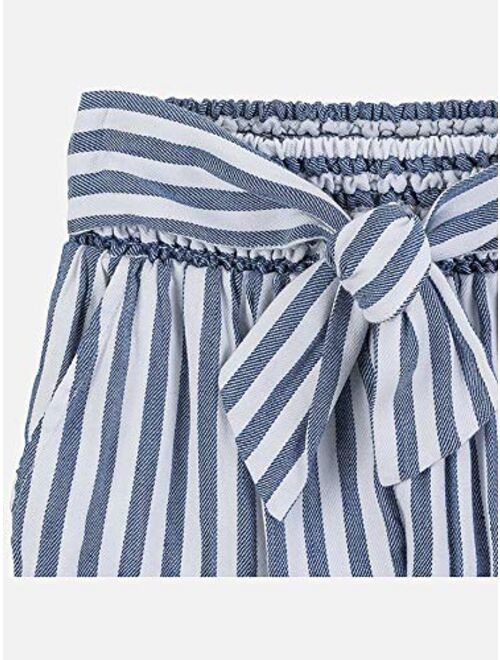 Mayoral - Linen Striped Pants for Girls - 6534, Blue