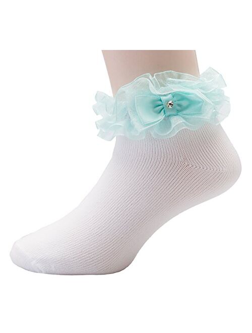 OLIVIA KOO Girl's Organza Multi Ruffle Top Anklet Socks (Infant to 11 Years)