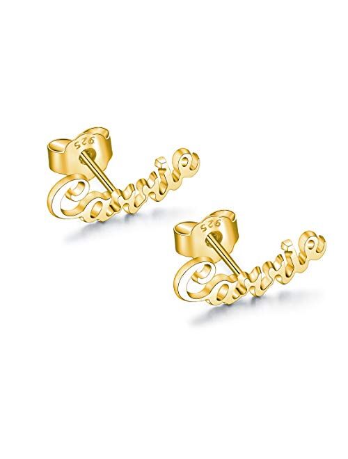 RESVIVI Sterling Silver Stud Personalized Name Earring Custom Made Any Name Earrings Customize Your Own Earring with Name