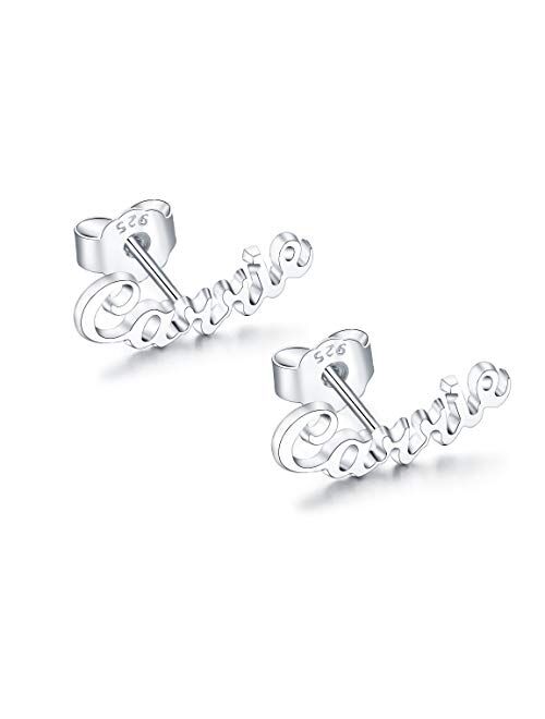 RESVIVI Sterling Silver Stud Personalized Name Earring Custom Made Any Name Earrings Customize Your Own Earring with Name