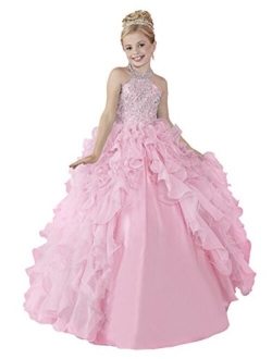 HuaMei Girls' Chiffon Halter Birthday Party Ball Gowns Kids Pageant Dresses