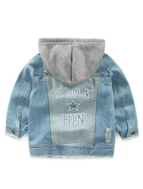 Abolai Baby Boys' Basic Denim Jacket Hoodie Button Down Jeans Jacket Top