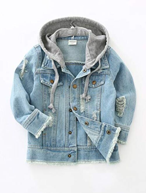 Abolai Baby Boys' Basic Denim Jacket Hoodie Button Down Jeans Jacket Top