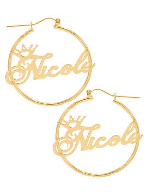 Hoop Crown Name Earrings