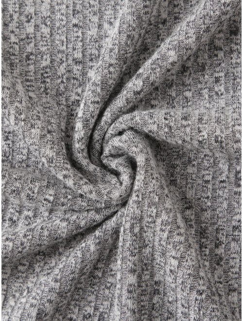 Shein Mock-Neck Rib-knit Short Sleeve Top