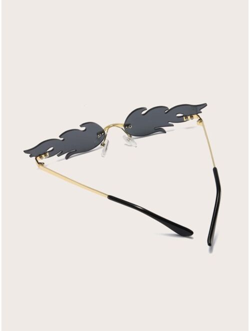 Shein Flame Design Rimless Sunglasses