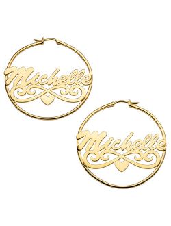 Personalized Women's Nameplate Hoop Earrings