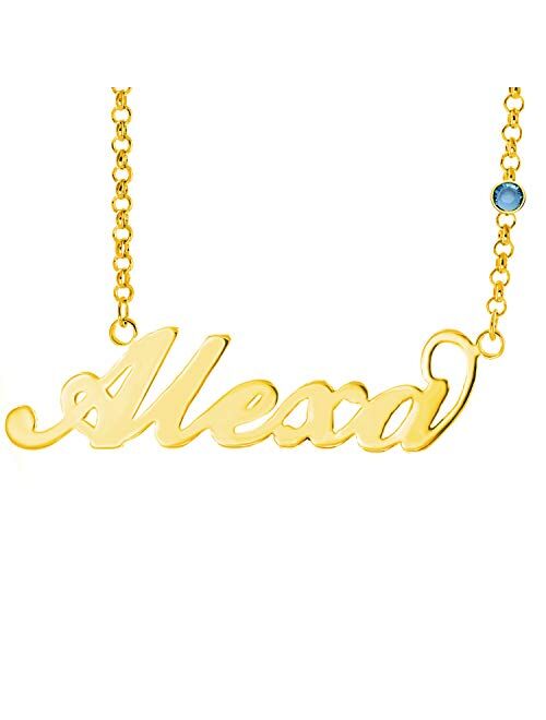 YINSHIFU 18K Gold Plated Name Necklace Personaliaed Name Plate Necklace Gift for Women