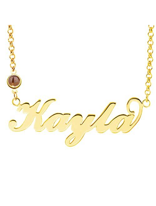 YINSHIFU 18K Gold Plated Name Necklace Personaliaed Name Plate Necklace Gift for Women 