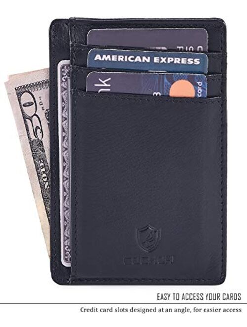 COCHOA Travel Leather Wallets for Men & Women RFID Blocking Slim Design Front Pocket Minimalist Stylish Credit Card Wallet