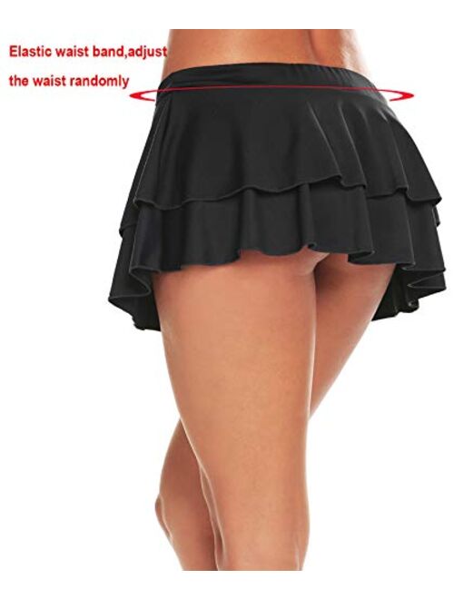 Avidlove Women Pleated Mini Skirt Solid Ruffle Lingerie Skirts