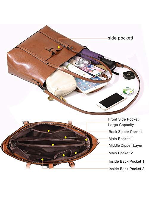 Handbags for Women, URWILL Large Tote Shoulder Handbag, Leather Work Purses and Tote Bags with Shoulder Strap, Top-Handle Satchel and Crossbody Bags