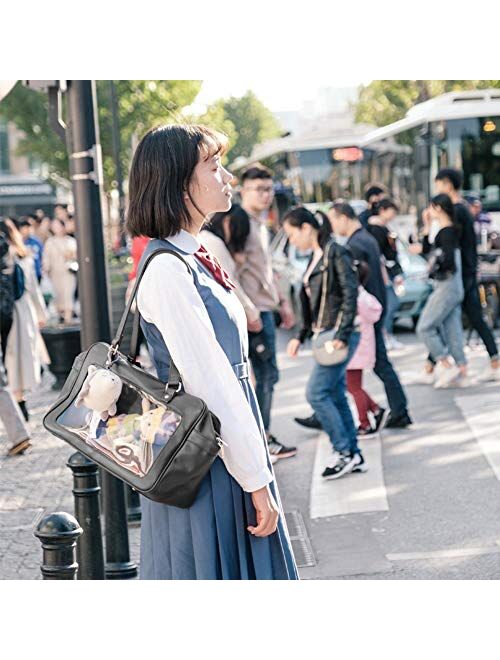 SteamedBun Ita Bag Clear Window Handbag Japanese PU Leather Purse Anime Satchels for Cosplay