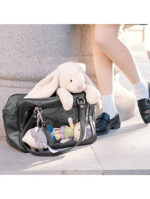 SteamedBun Ita Bag Clear Window Handbag Japanese PU Leather Purse Anime Satchels for Cosplay