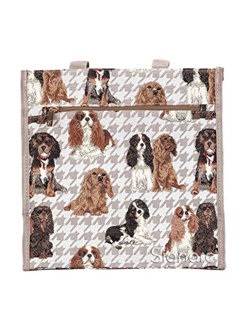 Signare Womens Fashion Tapestry Shopper Bag Shoulder Bag in Cavalier King Charles Spaniel Dog