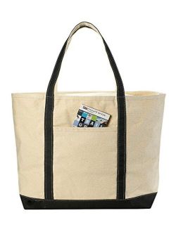 Handy Laundry Canvas Tote Beach Bag - Pockets and Shoulder Straps. (22 x 16 Inches)