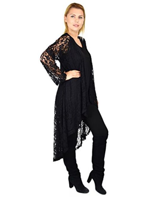 Dare2bStylish Women Plus Size High Low Open Front Duster Cardigan Jacket