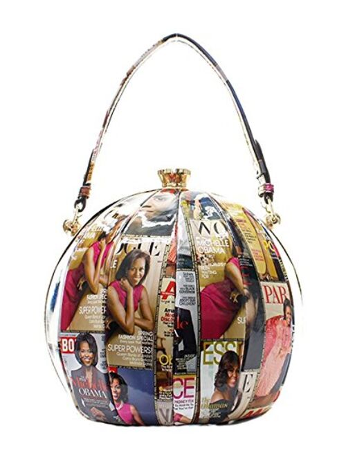 Michelle Obama Fashion Ball Magazine Print Handbag- Multi Color