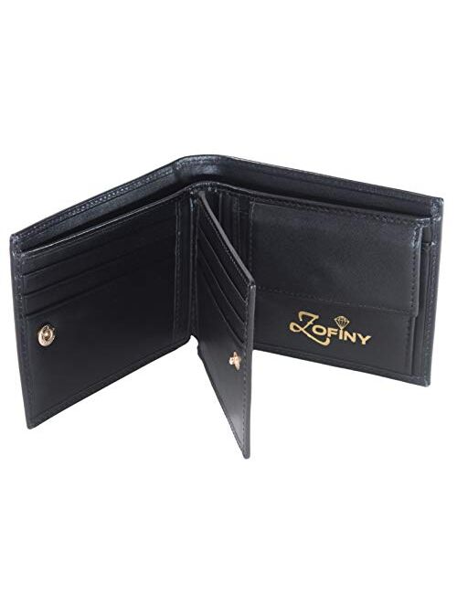 Zofiny Genuine Leather Wallet for Men with Coin pocket - 2 bill compartment and 11 card slots, bifold with ID window, handmade, RFID protection - Collection Zeus