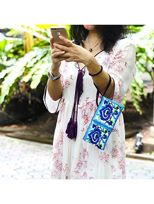 Sabai Jai - Small Accessory Bag - Floral Embroidered Wristlets for Women