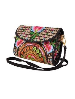 Chinese Embroidered Casual Canvas Womens Wallets Zipper Closure Purse Wristlet