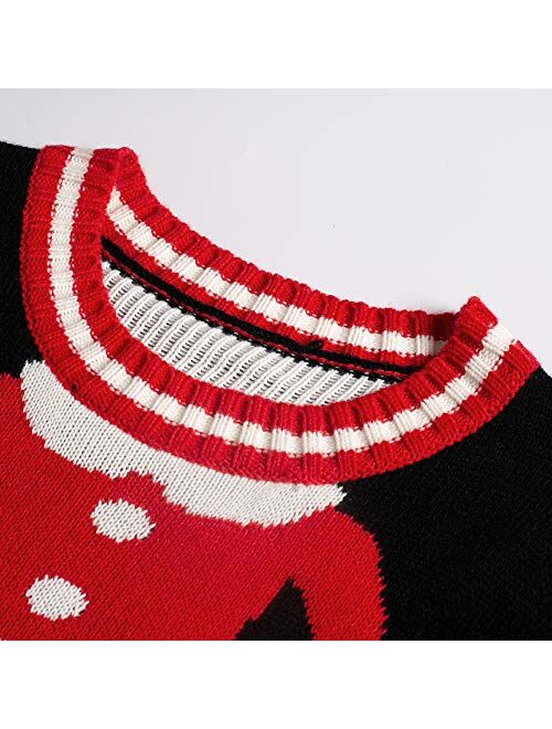 Yidarton Unisex Men Women's Ugly Christmas Sweater Knitted Patterns Round Neck Long Sleeve Pullover for Xmas Party Holiday