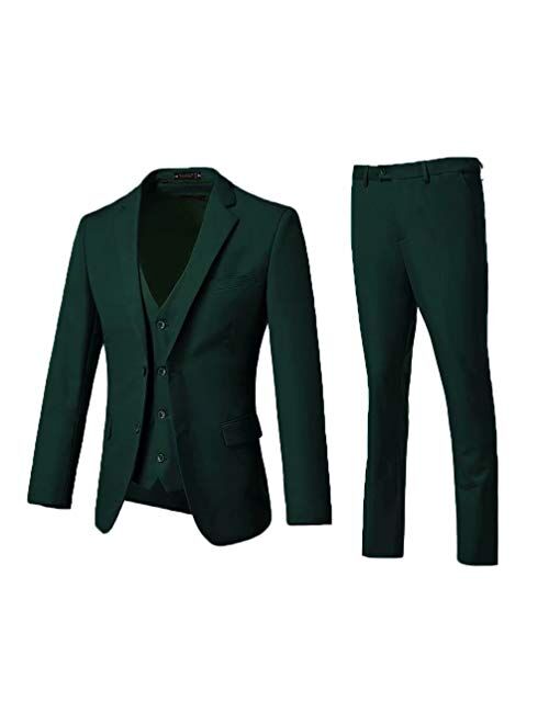 Yanlu Fachsion Suits for Men Prom Men Suits 3 Pieces Notch Lapel Two Button Casual Blazer Dark Green Suits dg-4034