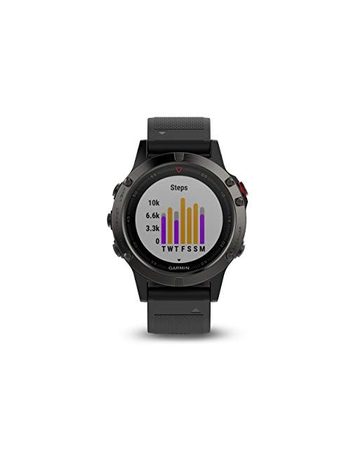 Garmin fnix 5, Premium and Rugged Multisport GPS Smartwatch, Slate Gray/Black Band, 47 MM