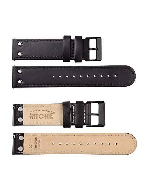 Ritche Quick Release Leather Watch Bands Top Grain Leather Watch Strap 18mm, 20mm or 22mm for Men Women