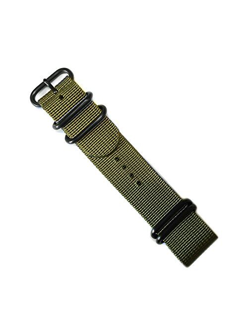 Panatime Ballistic Nylon Watch Band with 5 PVD (Black) Rings 12"/308mm
