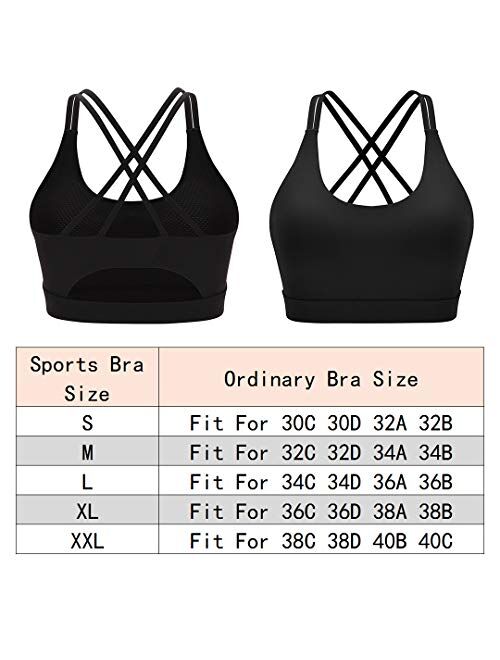 Strappy Sports Bra Workout Running Yoga Bra with Removable Cups Tops Activewear Open Back