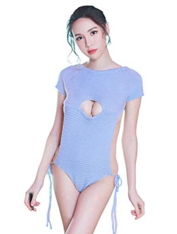 Lucky2Buy Women's Sexy Backless Hollow Out Anime Cosplay Virgin Killer Sweater One-Piece Bikini Knit Tank Top Vest