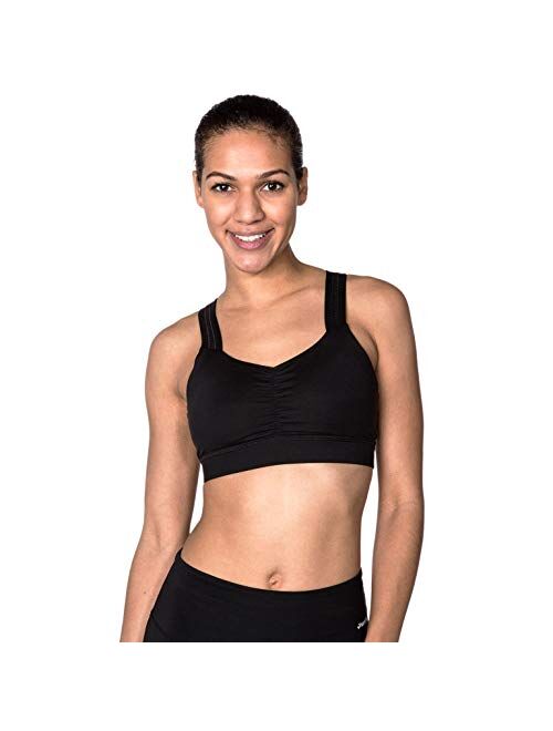 Handful Women's Y-Back Maximum Support Racerback Sports Bra with Removable Pads, Wire Free Yoga Bras