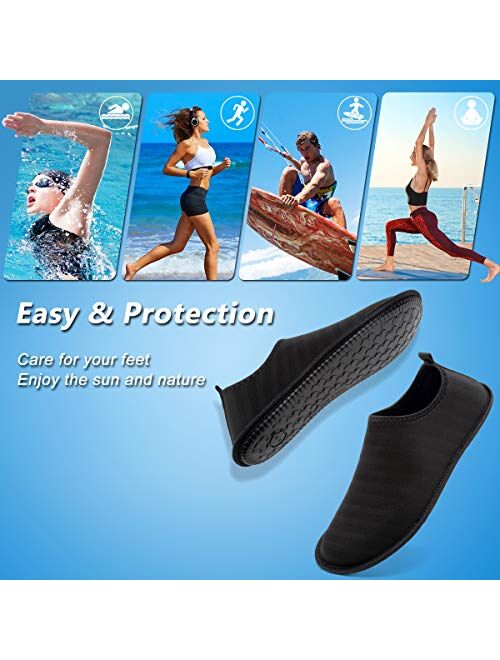 VIFUUR Womens Mens Water Shoes Athletic Aqua Shoes Slip-on for Outdoor Beach Swim Yoga