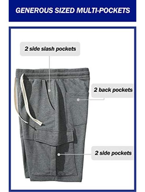 CZZSTANCE Mens Cargo Shorts Elastic Waist Drawstring Cotton Casual Outdoor Lightweight Big and Tall Multi-Pockets Sweat Shorts