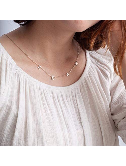 MANZHEN Customize Personalized Lucky Letter Combination Initial Clavicle Necklace Alphabet Charm Pendant Bridesmaid Jewelry for Women Girls