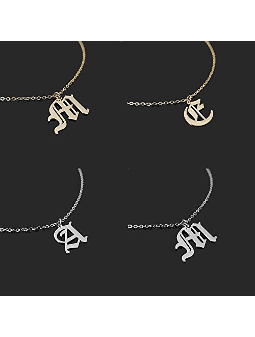 Under Armour AOCHEE Personalized Old English Initial Necklace Custom Monogram Layered Name Choker