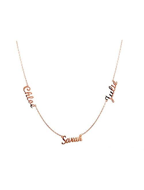 Three Name Necklace for Women Custom Family Chain Nameplate Pendant Gift