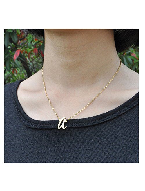 AOLO Initial Necklace 26 Letters from A-Z Stainless Steel Silver and Gold Color