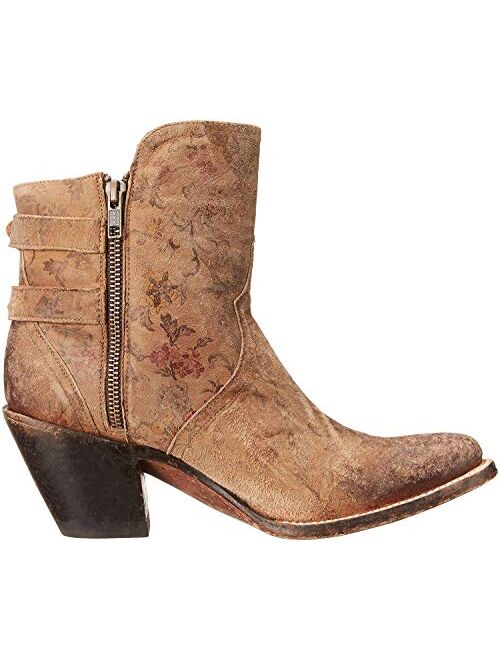 Lucchese Bootmaker Women's Catalina-Brown Floral Printed Shortie Ankle Bootie